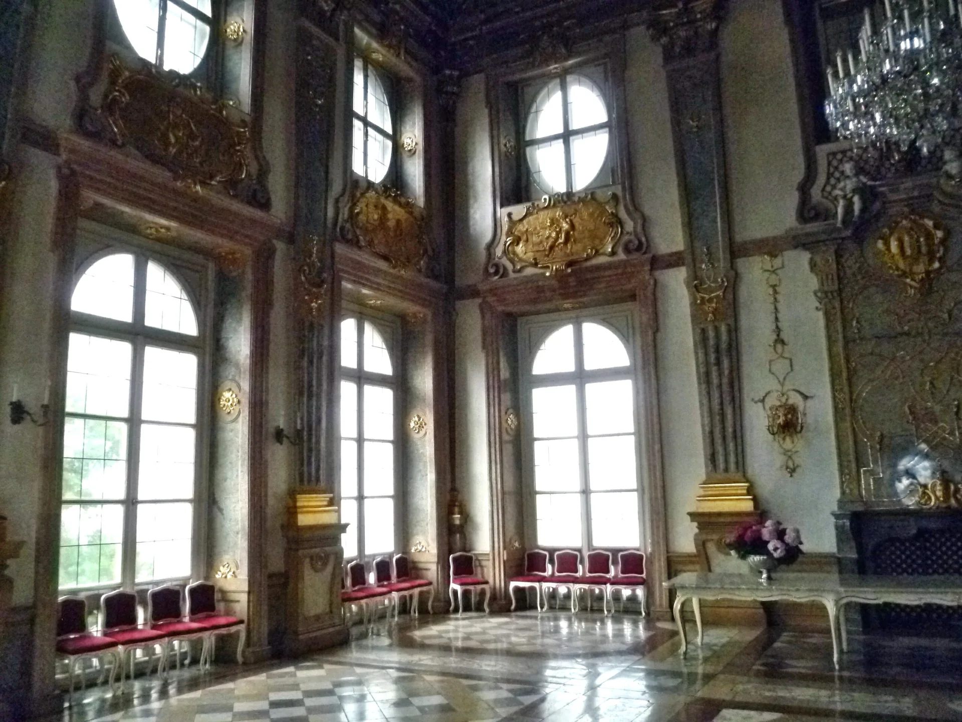 The gilded Marble Hall (Marmorsaal) of Mirabell Palace in Salzburg, set for a chamber concert